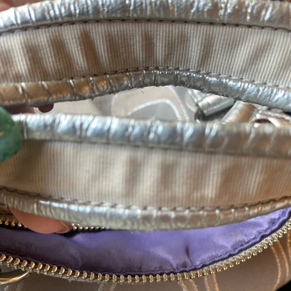 Elegant Coach Poppy Signature Lurex canvas Satchel crossbody, grey/beige/silver - Picture 6 of 16